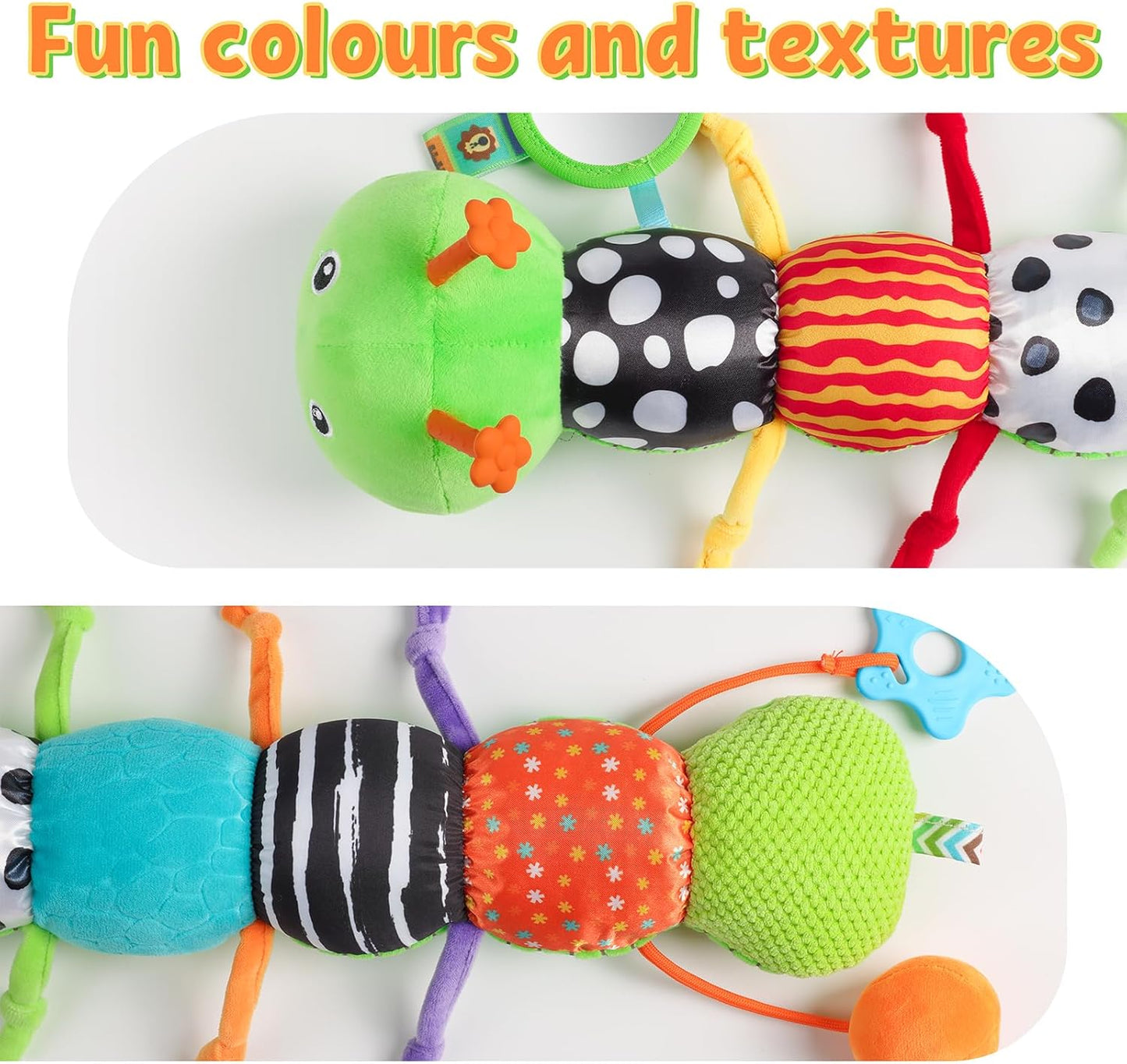 LIGHTDESIRE Baby Toys Musical Caterpillar,Infant Toys Stuffed Animals with Ruler Design,Mirror,Pull String&Ring Bell,Baby Teething Toy for Tummy Time Toy Newborn Boy Girl 3 6 12 Months(Grass Green)