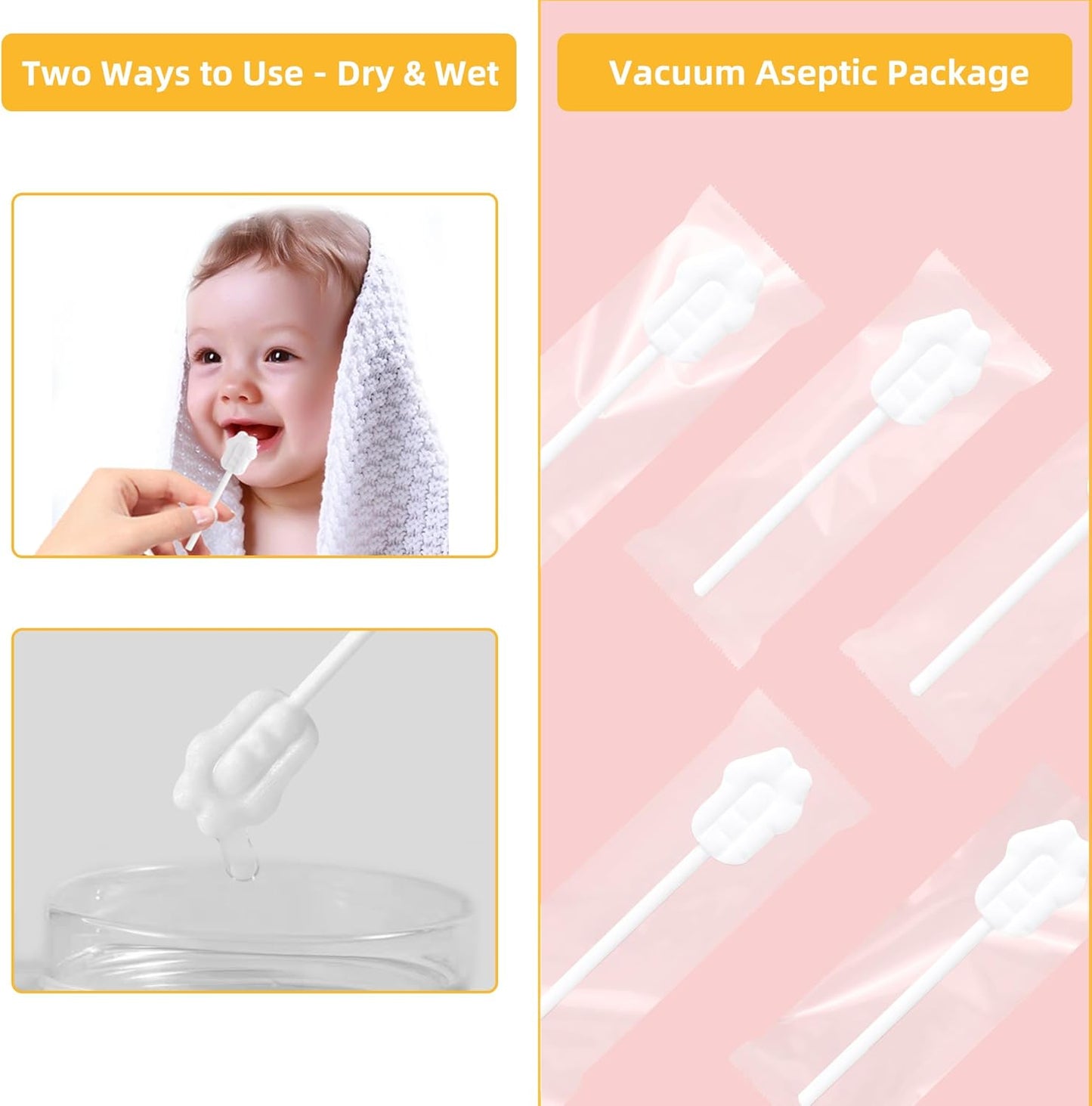 EASICUTI Upgrade Baby Tongue Cleaner, 52PCS Newborn Baby Toothbrush, Baby Oral Cleaner, Disposable Infant Toothbrush Baby Mouth Cleaner, Gum Cleaner Stick Dental Care for 0-36M+ 2 Finger Toothbrush