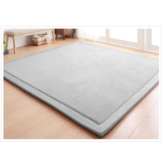 Loartee Coral Velvet Crawling Rug (6'8"x7'9", Gray) for Toddler Children Play Area Rug Yoga Mat Exercise Pad