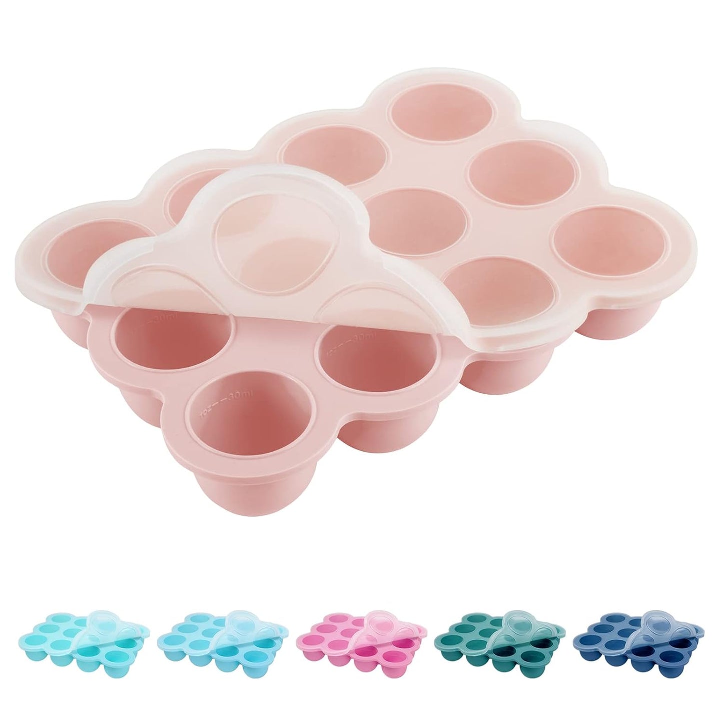 Baby Food Storage Container - 12 x 1.5oz Silicone Baby Food Freezer Tray with Silicone Lid, Perfect for Homemade Purees, Vegetables & Fruits - Gossamer Pink
