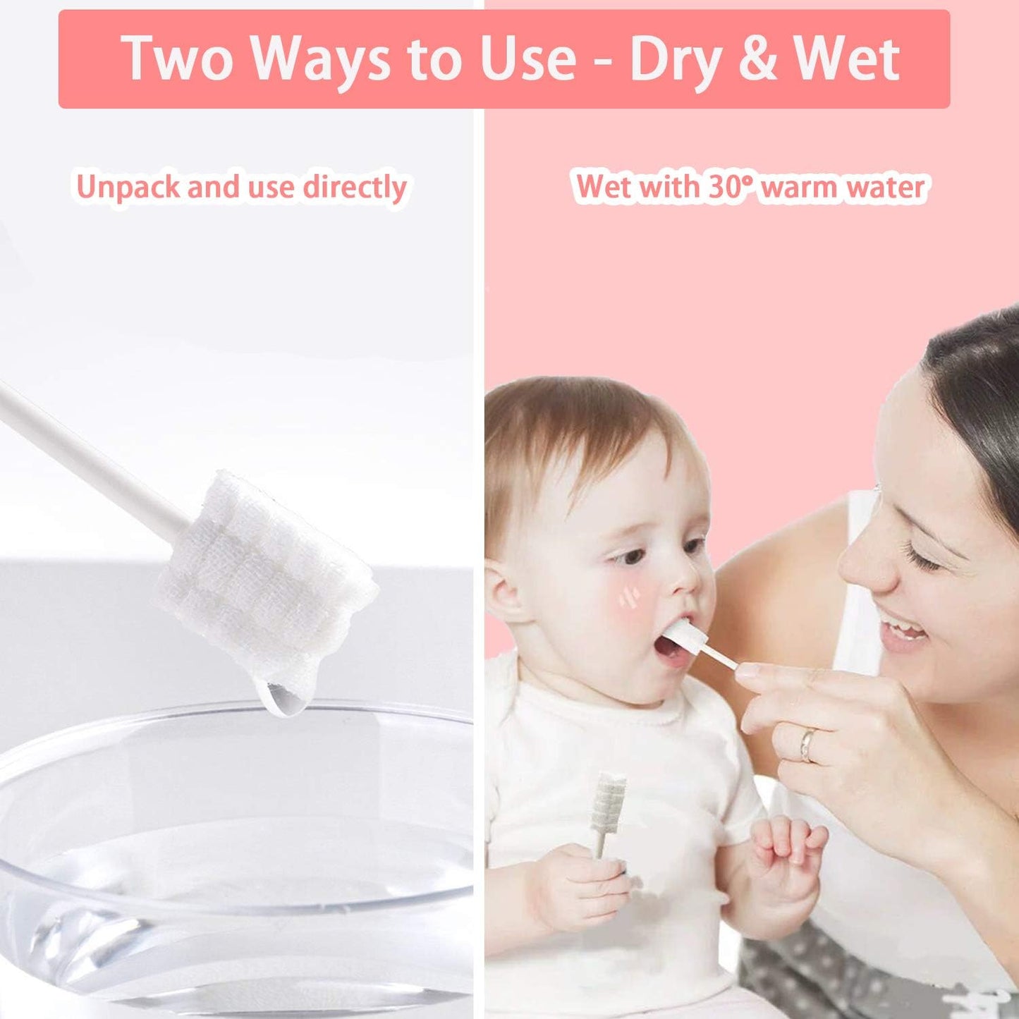 Baby Tongue Cleaner, Baby Toothbrush, 42Pcs Disposable Infant Toothbrush Clean Baby Mouth,Gauze Gum Cleaner Toothbrush Baby Oral Cleaning Stick Dental Care for 0-36 Month Baby+Free 1 Finger Toothbrush