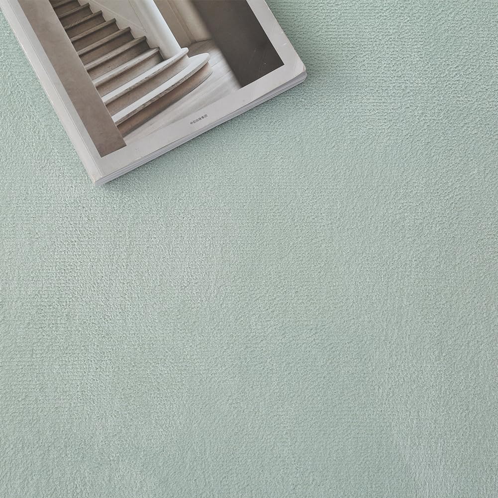 Loartee Coral Velvet Crawling Rug (6'7"x6'7", Light Green) for Toddler Children Play Area Rug Yoga Mat Exercise Pad