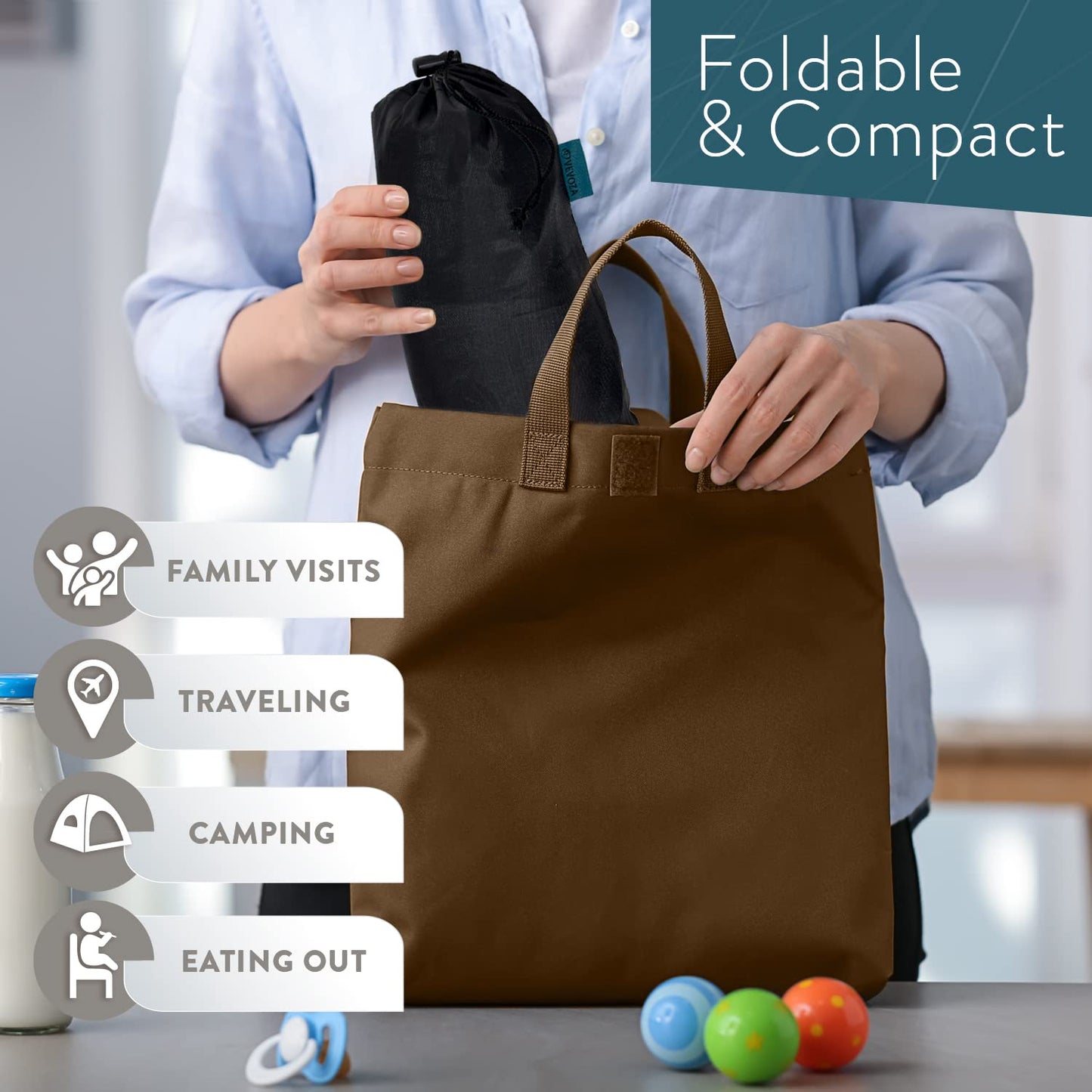 Baby Portable High Chair for Travel | Essential Travel Highchair | Baby Chair Harness