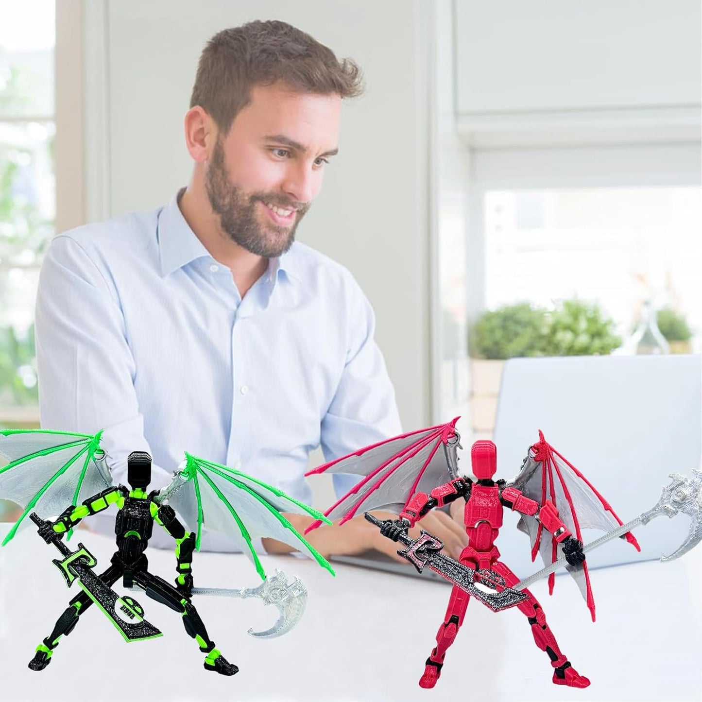 (Assembly Completed) T13 Action Figure Set, Titan 13 Action Figures, 3D Printed Dummy 13 Multi-Jointed Movable Robot Toy, Diy Lucky 13 Action Figure for Kids Adult Christmas Birthday Gifts (Green)