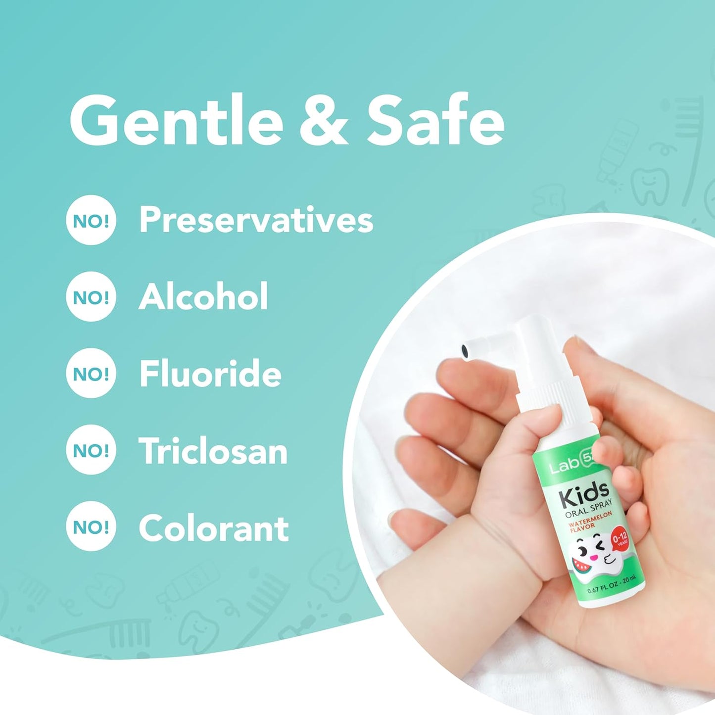 LAB52 Kids Oral Spray, Toddler Toothpaste Helper for Daily Oral Care and Fresh Breath, Children Approved with Fluoride Free for Newborn to Preschoolers, Xylitol Flavor Free