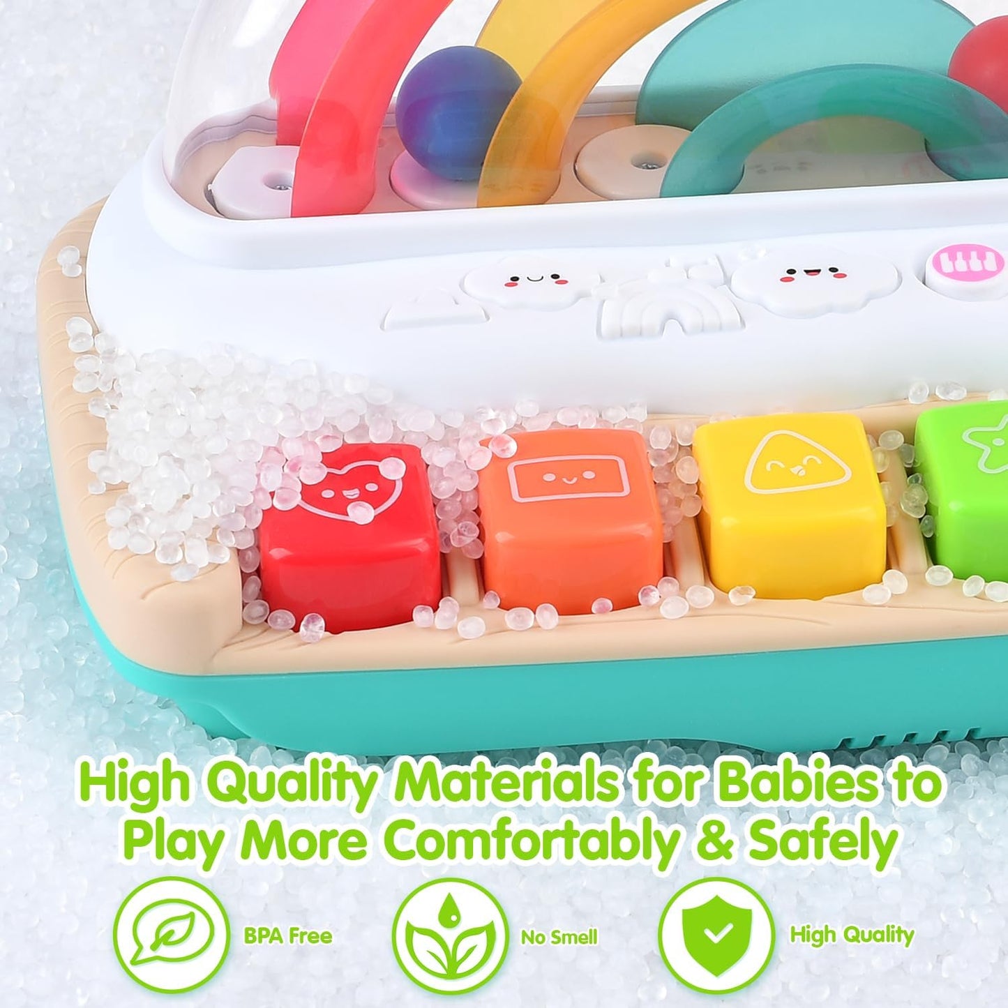 PLAY Baby Musical Toys - Rainbow Baby Piano Music & Sound Light Up Musical Toys for Toddlers 1-3, Multifunctional Baby Pop Up Toy Cause and Effect for Toddlers Age 1+ and Up Girls