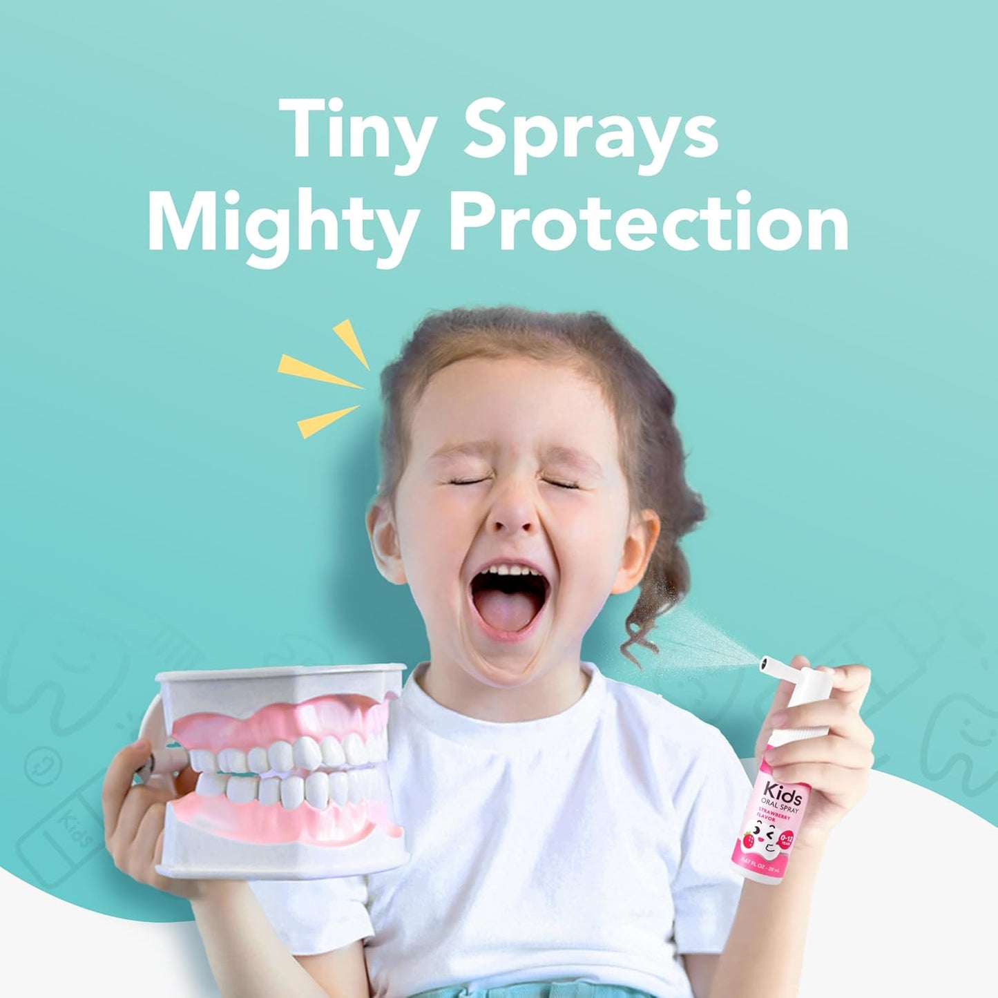 LAB52 Kids Oral Spray, Toddler Toothpaste Helper for Daily Oral Care and Fresh Breath, Children Approved with Fluoride Free for Newborn to Preschoolers, Xylitol (Strawberry & Peach)