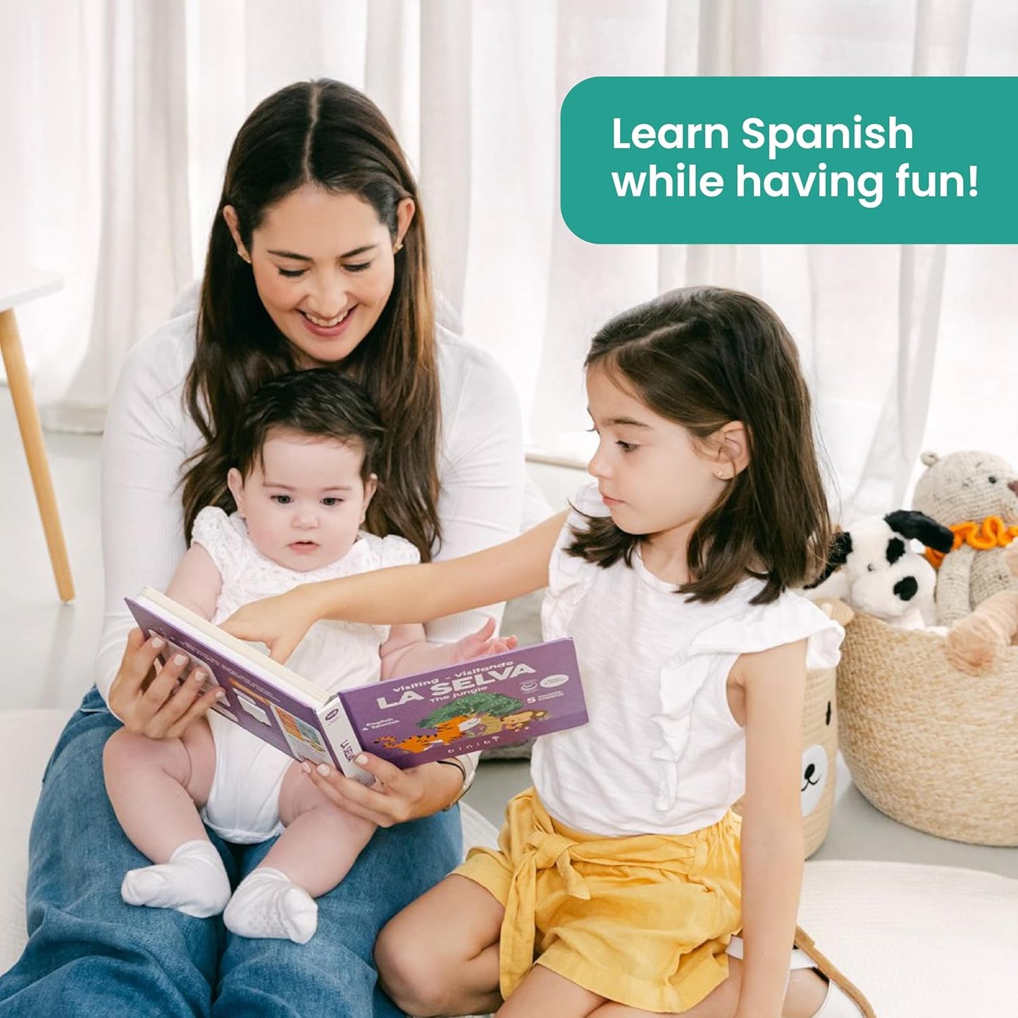 Binibi Spanish Books for Babies & Toddlers 1-3 La Selva Bilingual Sound Book with Jungle Animal Sounds | Bilingual Children's Book | Support Spanish Learning for Kids | Libro en español para bebés